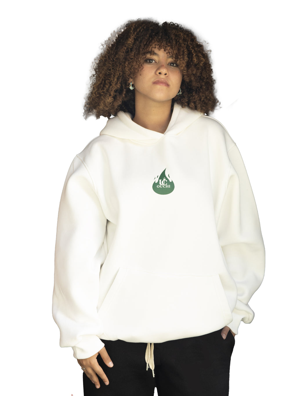 OUCHI FireBack Hoodie – White Edition
