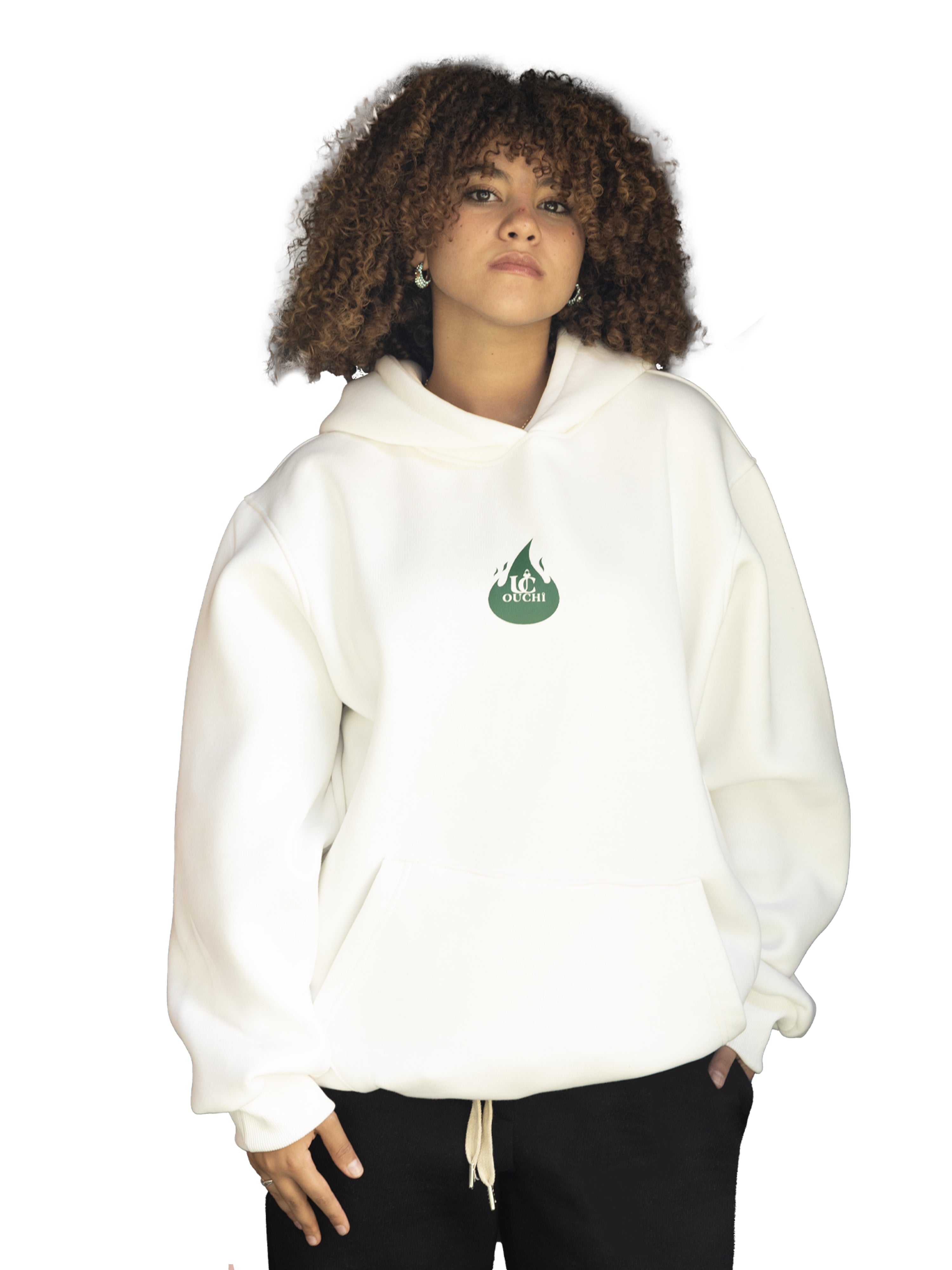 OUCHI FireBack Hoodie – White Edition