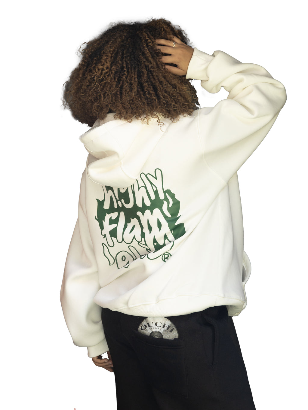 OUCHI FireBack Hoodie – White Edition